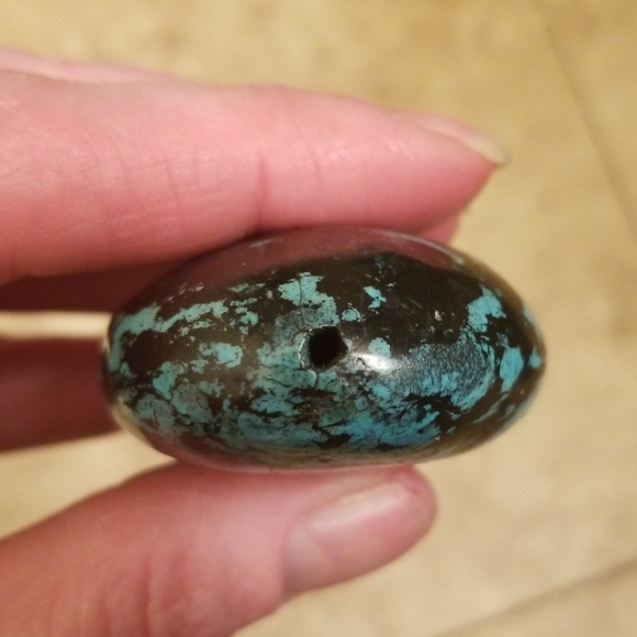 Huge Turquoise Natural Spiderweb Pendant - Picture 2 of 8